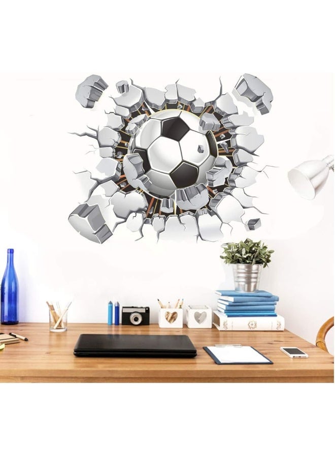 SITAKE 3D Soccer Stickers, Art Ball Soccer Wall Decal for Kids Room, FFootball Vinyl DIY Soccer Wallpaper for Boys Bedroom Playroom Living Room Window Door Decoration, 19.7 x 24.3in - Image 3